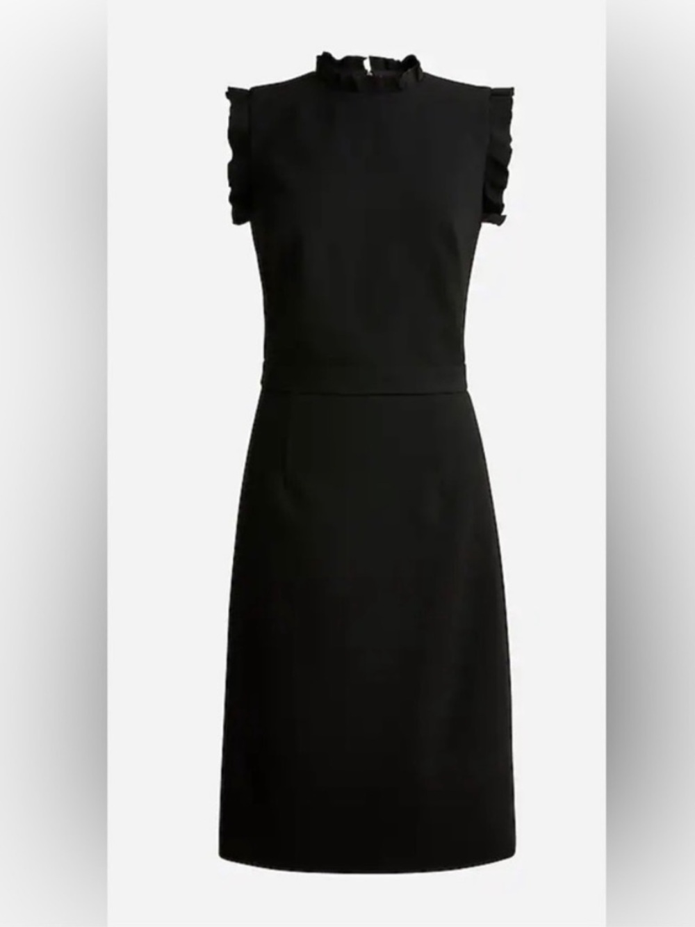 J.Crew Ruffle-trim sheath dress in stretch crepe Black Size 14